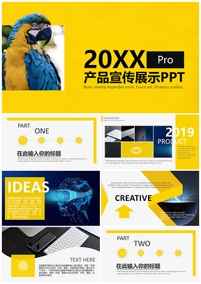 黄色商务风产品发布宣传通用展示PPT模板