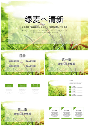 绿色绿麦小清新PPT模板