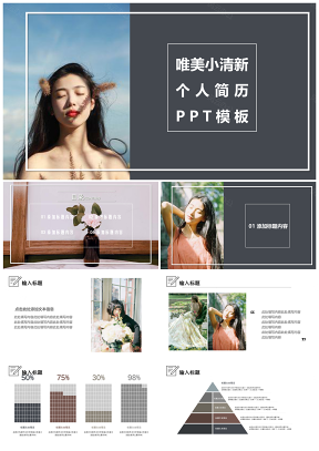 灰色唯美小清新個(gè)人簡(jiǎn)歷PPT模板