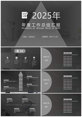 2025报告白色年度工作总结PPT模板