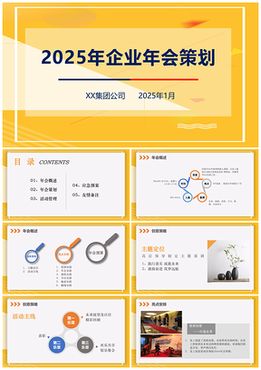 2025黄色企业年会完整策划案PPT模板