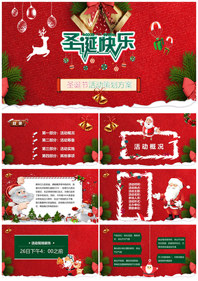 紅色喜慶圣誕節(jié)活動(dòng)策劃方案平安夜PPT模板