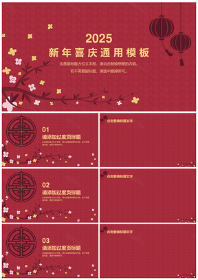 2025报告红色春节新年喜庆PPT模板