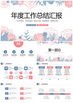 2025彩色文艺简约年度工作总结商务汇报PPT模板