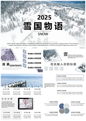 2025欧美风白色雪国物语年终汇报总结PPT模板