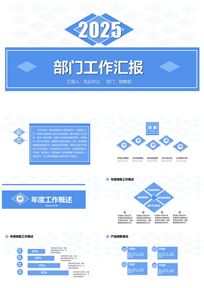 商務簡約部門工作總結與計劃報告（附贈全套資料包）PPT模板