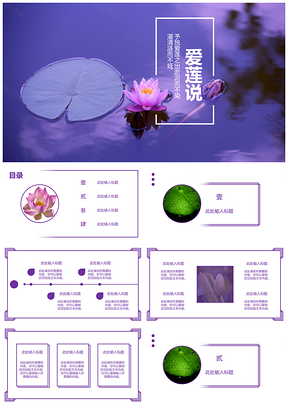 白色爱莲说清新简约教育通用PPT模板