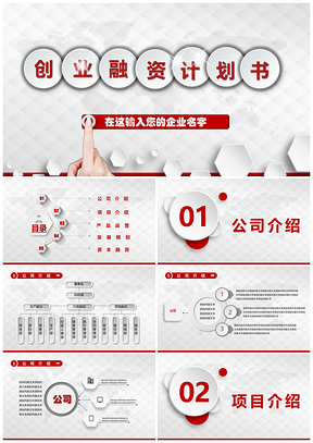 彩色框架完整微粒体创业投资众筹融资商业计划书PPT模板