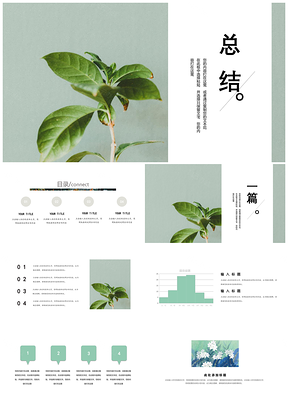 绿色清新总结创意通用PPT模板