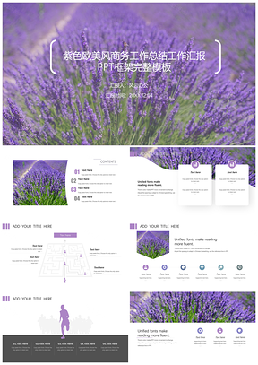 紫色欧美风商务工作总结工作汇报PPT框架完整模板