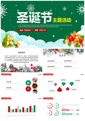 2025綠色圣誕節(jié)主題活動(dòng)營銷策劃方案動(dòng)態(tài)通用PPT模板