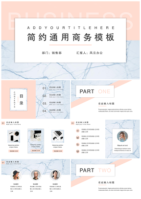 白色简约大理石通用商务计划总结PPT模板