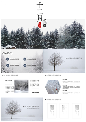 灰色十二月你好简约清新工作PPT模板
