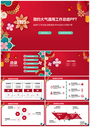 2025绿色中国风个人总结年中汇报年底报告PPT模板