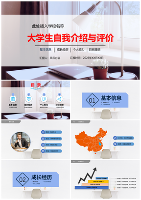 2025白色大学生自我介绍与评价PPT模板