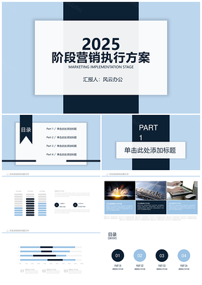 2025蓝色简洁销售方案计划PPT模板