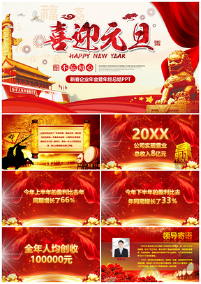 紅色喜迎元旦企業(yè)年終答謝會(huì)頒獎(jiǎng)典禮PPT模板