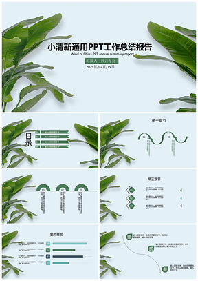 小清新工作总结年度汇总报告通用PPT模板