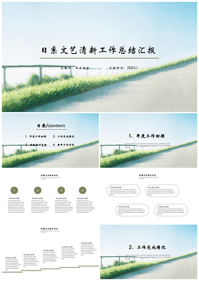 2025白色日系文藝清新工作總結(jié)匯報PPT模板
