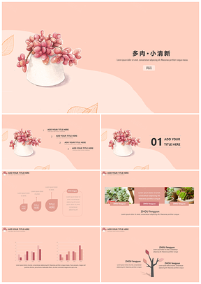 粉色小清新工作總結(jié)匯報(bào)簡約通用PPT模板