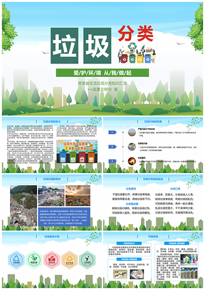 垃圾分类知识介绍绿色公益环保活动清新PPT模板