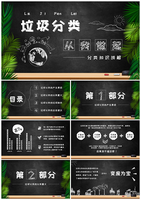 白色垃圾分类PPT模板