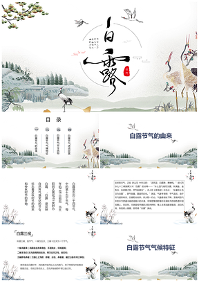 简约中国风白露节气介绍PPT模板