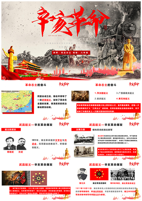 靜態(tài)紅色八年級歷史課件紀念辛亥革命教學課件PPT模板