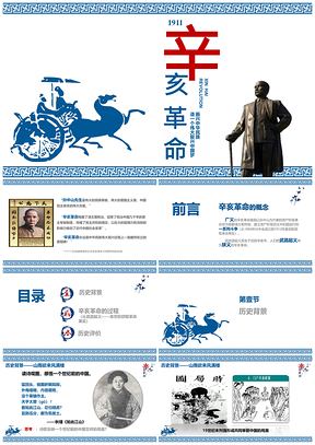 蓝色大学近代史人文通识教学辛亥革命PPT模板