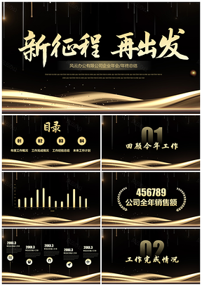 黑金风企业年回年终总结PPT模板