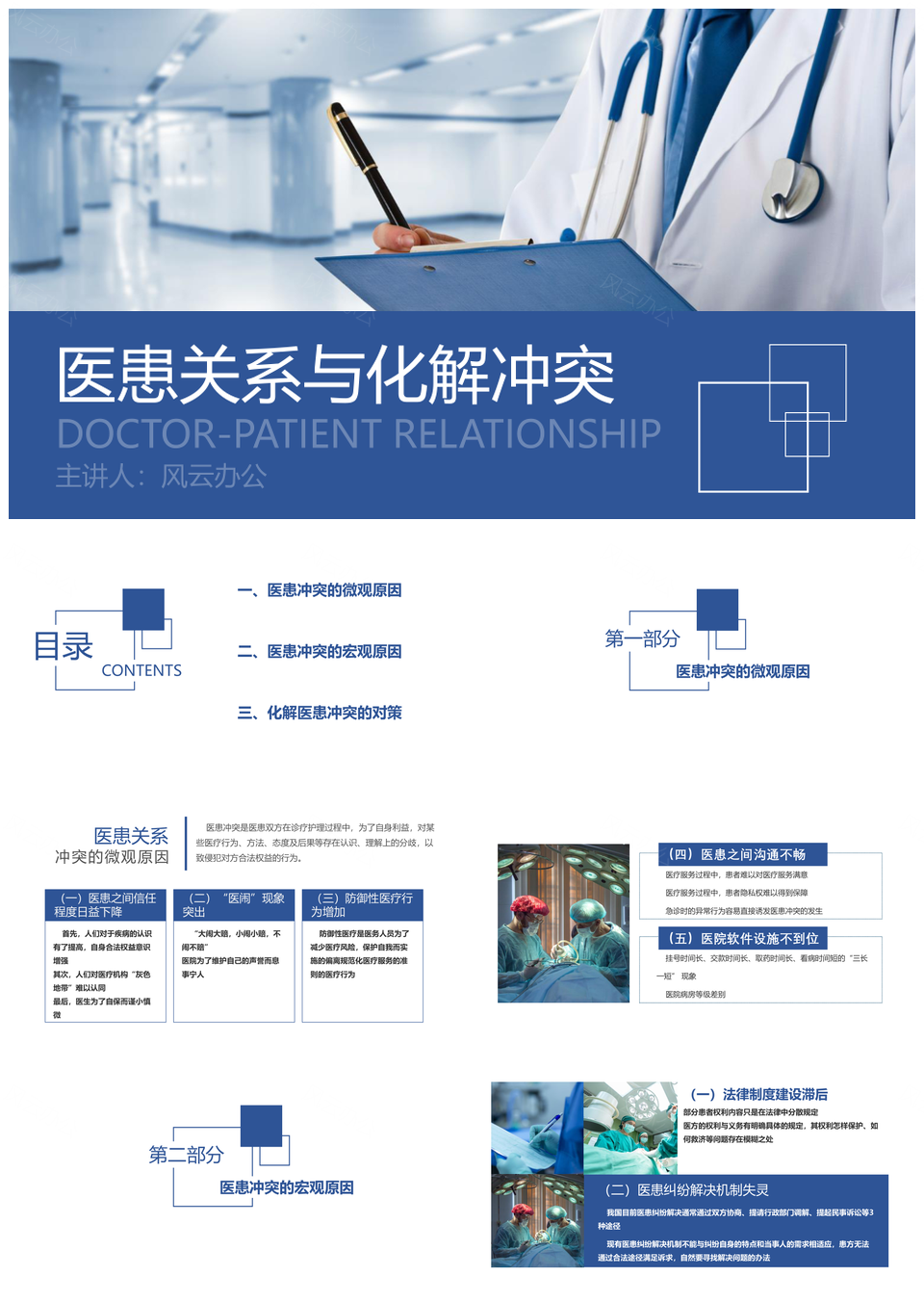 简约风医患关系冲突化解高质量PPT模板
