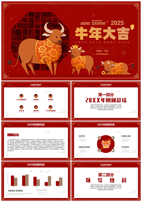 2025新年牛年大吉春节企业年会PPT模板