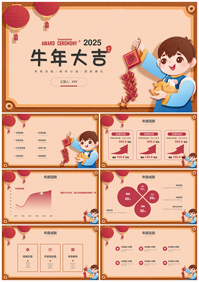 2025簡約風牛年大吉春節(jié)新年快樂PPT模板