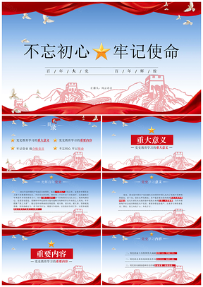 红色建党百年党史党课主题报告PPT模板