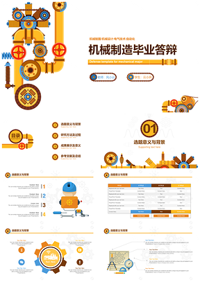 黄色机械制造与自动化毕业答辩PPT模板