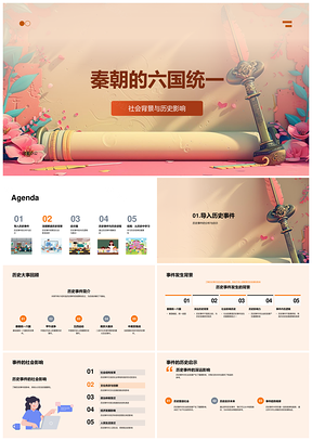 秦统一六国历史背景社会影响高中教育PPT模板