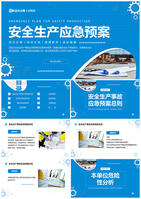 蓝色线条安全生产应急预案企业培训课件