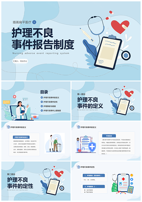 蓝色商务医疗护理不良事件报告制度课件
