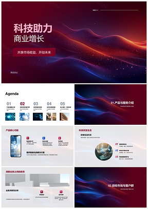 科技商业增长产品服务融资计划目标市场合作伙伴PPT模板