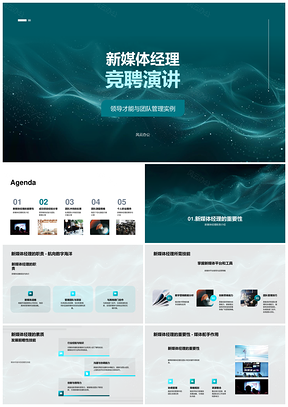 新媒体经理竞聘领导管理策略团队激励协作PPT模板