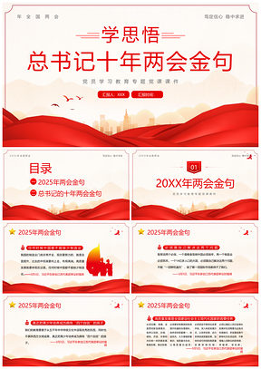 2023全国两会十年金句党建学习调研解读PPT模板