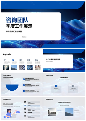 咨询团队半年度业务成果架构流程展示PPT模板