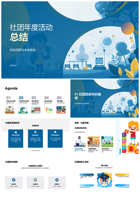 2025社团年度活动总结历史价值观核心活动招新成员成长协作PPT模板