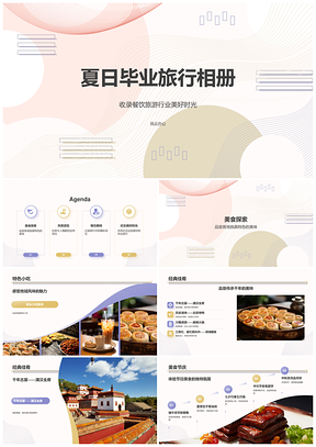 简约夏日毕业旅行美好时光纪念相册PPT模板