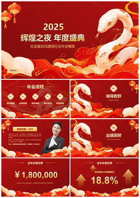 企业年会盛典表彰颁奖业绩展望红火盛典PPT模板