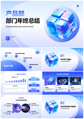 产品部年终总结研发销售佳绩市场反馈展望PPT模板