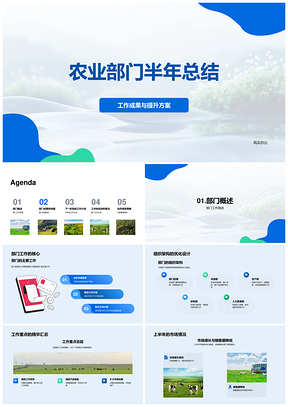 农业部门半年工作成果市场效率质量提升架构优化总结PPT模板