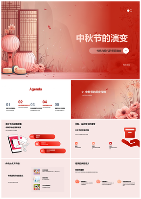 中秋节传统现代庆祝习俗科技文化发展演变PPT模板
