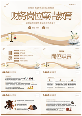 财务岗位廉洁自律反腐倡廉教育培训PPT模板