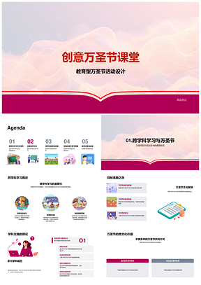 创意万圣节跨学科项目式学习合作展示PPT模板